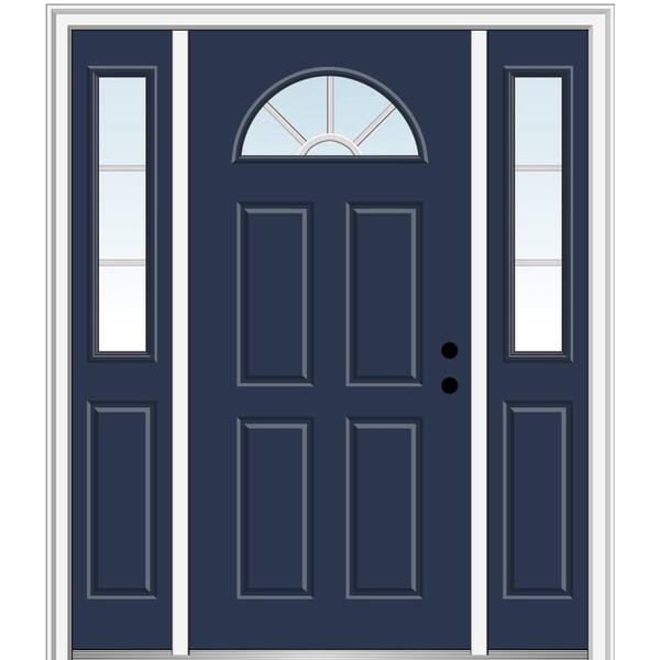 MMI Door 64.5 in. x 81.75 in. Internal Grilles Left-Hand 1/4-Lite Clear Painted Fiberglass Smooth Prehung Front Door w/ Sidelites