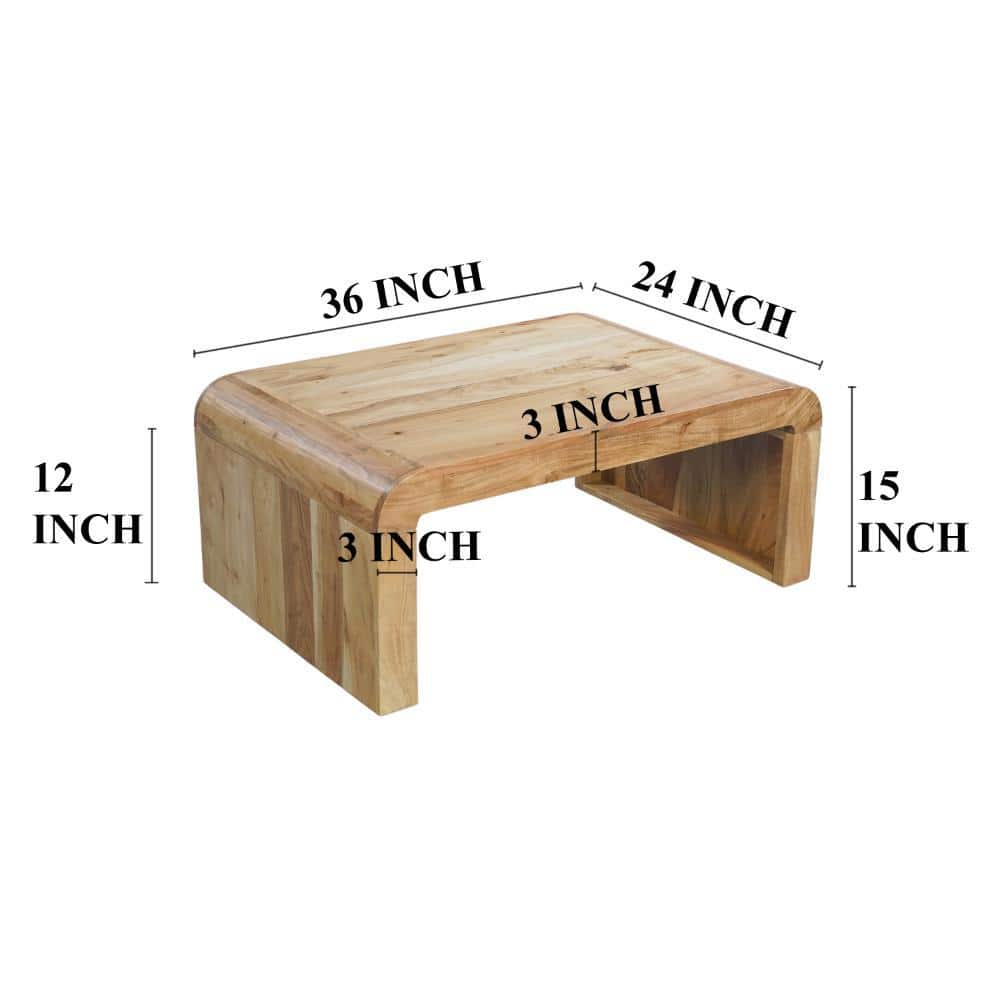 Cascade Natural Acacia Wood Rectangular Waterfall Coffee Table