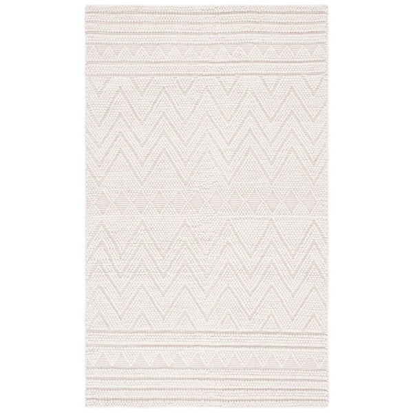Natura 3 ft. x 5 ft. Ivory Chevron Striped Solid Color Area Rug