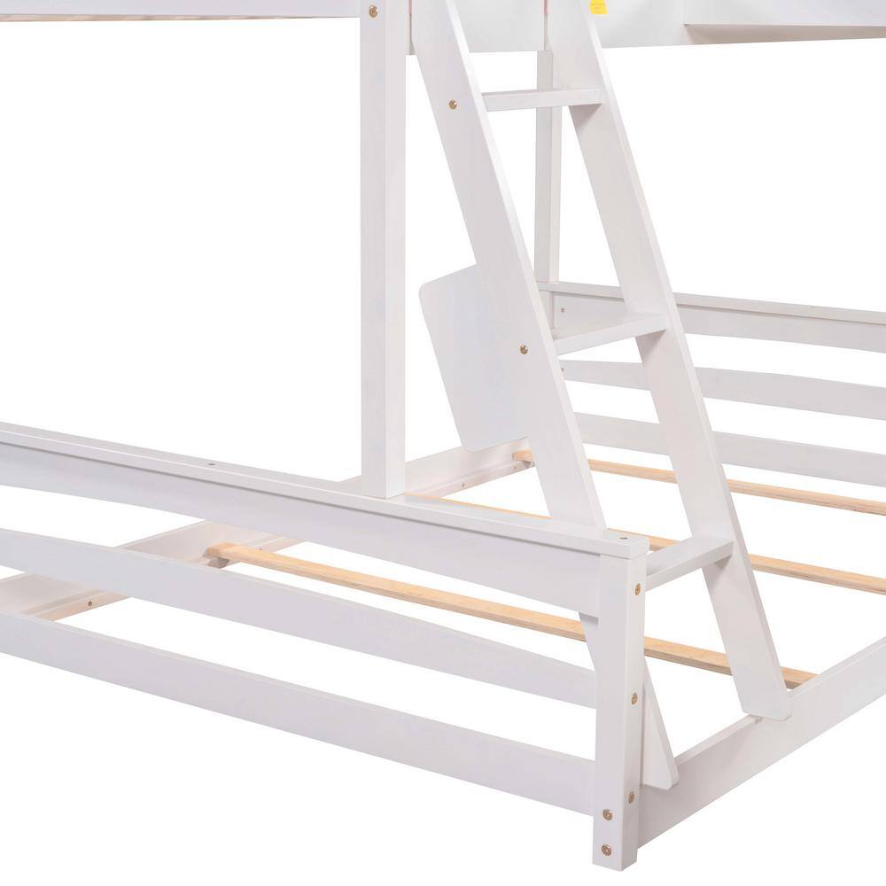 Harper & Bright Designs  L-Shaped White Twin Over Full Triple Bunk Bed with Ladder, Slide and Desk - 3