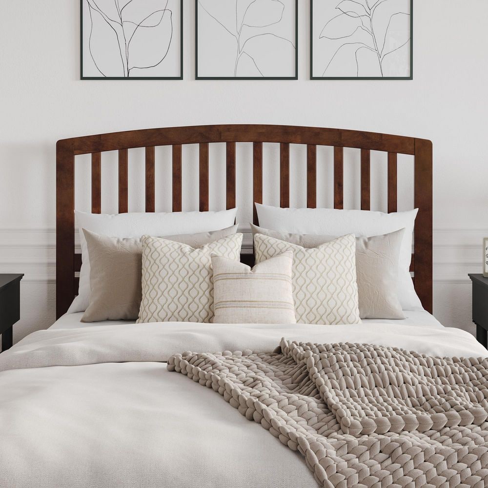 Richmond Queen Walnut Wood Headboard with Mission Slats