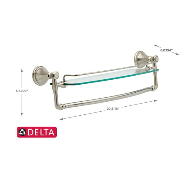 Delta Cassidy 18 in Glass Bathroom Shelf with Towel Bar in Chrome 