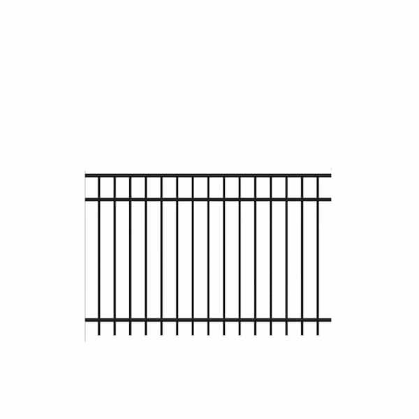 Natural Reflections Standard-Duty 4 ft. H x 6 ft. W Black Aluminum Pre-Assembled Fence Panel