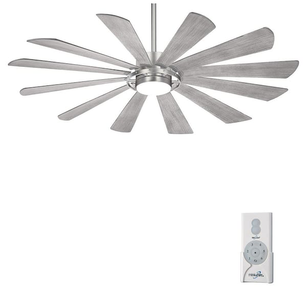 Windmolen 65 in. Integrated LED Indoor/Outdoor Brushed Steel Smart Ceiling Fan with Light Kit with Remote Control