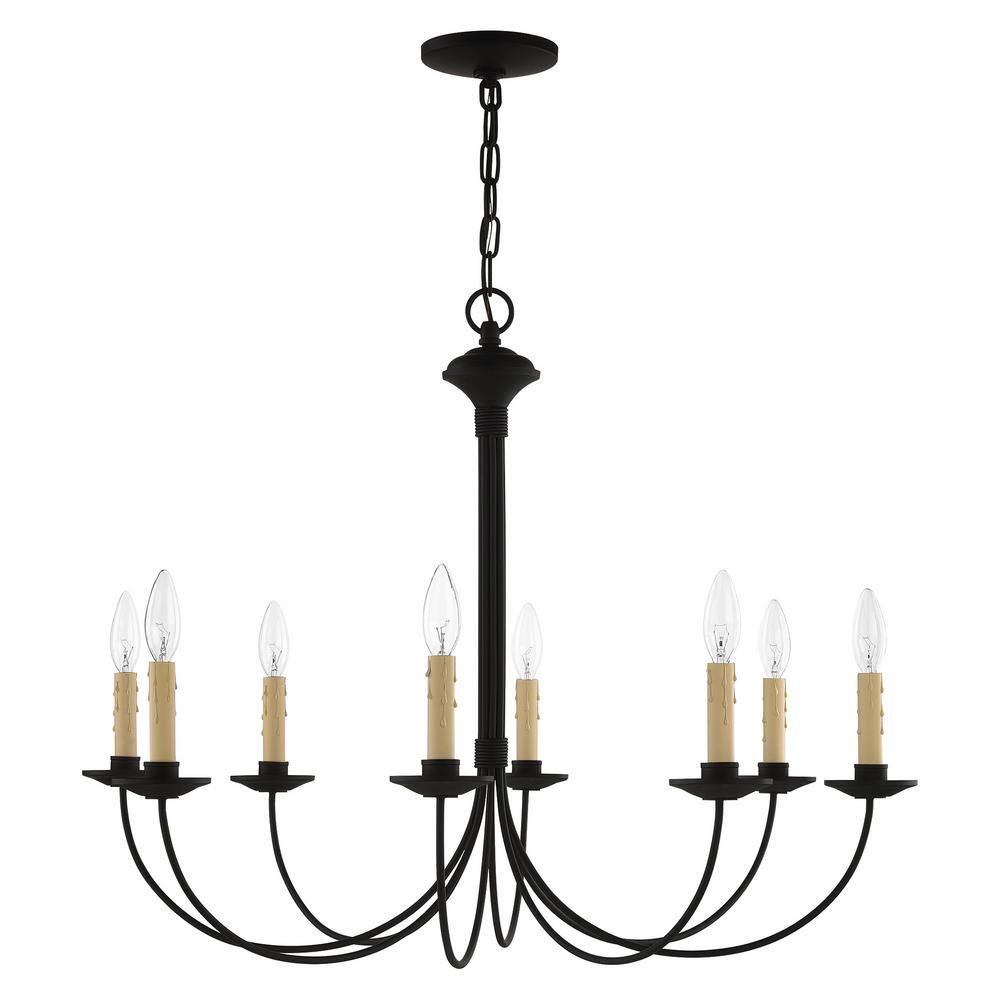 Heritage Black Steel 8-Light Curved Chandelier