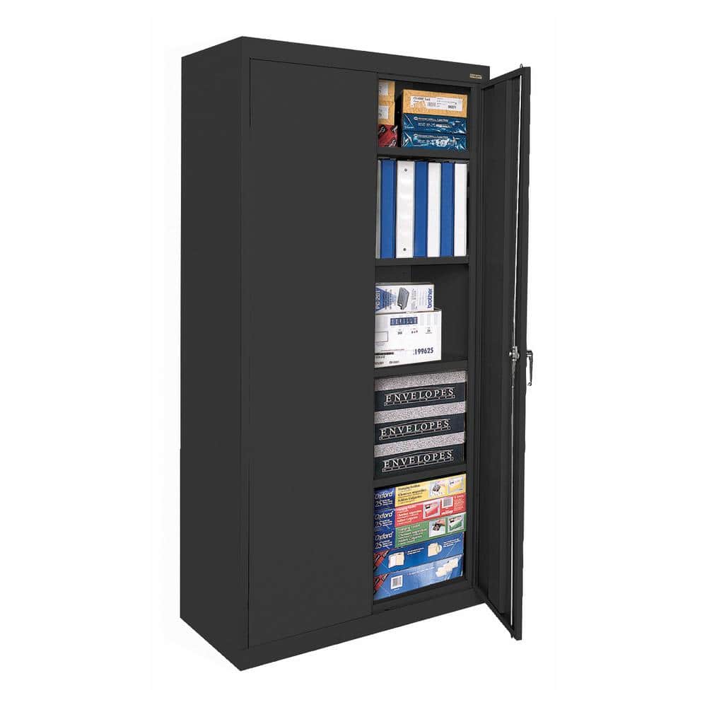 Black Freestanding Lockable Office Cabinet with Adjustable Shelving