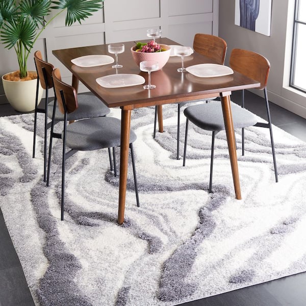 Hi-Lo Shag 8 ft. x 10 ft. Gray/Light Gray Wave High-Low Area Rug