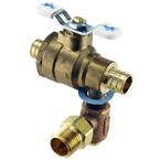 3/4 in. LF Brass Full Port PEX Barb Ball Valve with Integral Thermal Expansion Relief Valve 1/2 in. NPT/Solder Outlet