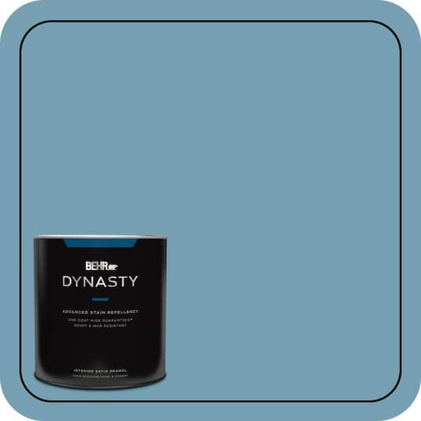 BEHR DYNASTY 1 qt. #S480-4 Saga Blue One-Coat Hide Satin Enamel Interior Stain-Blocking Paint & Primer