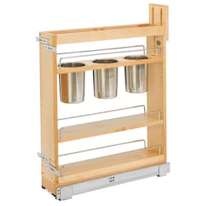 25.5 in. H x 5.5 in. W x 21.625 in. D Pull-Out Wood Base Cabinet 4 Shelves with 3 Bins and Soft-Close Slides