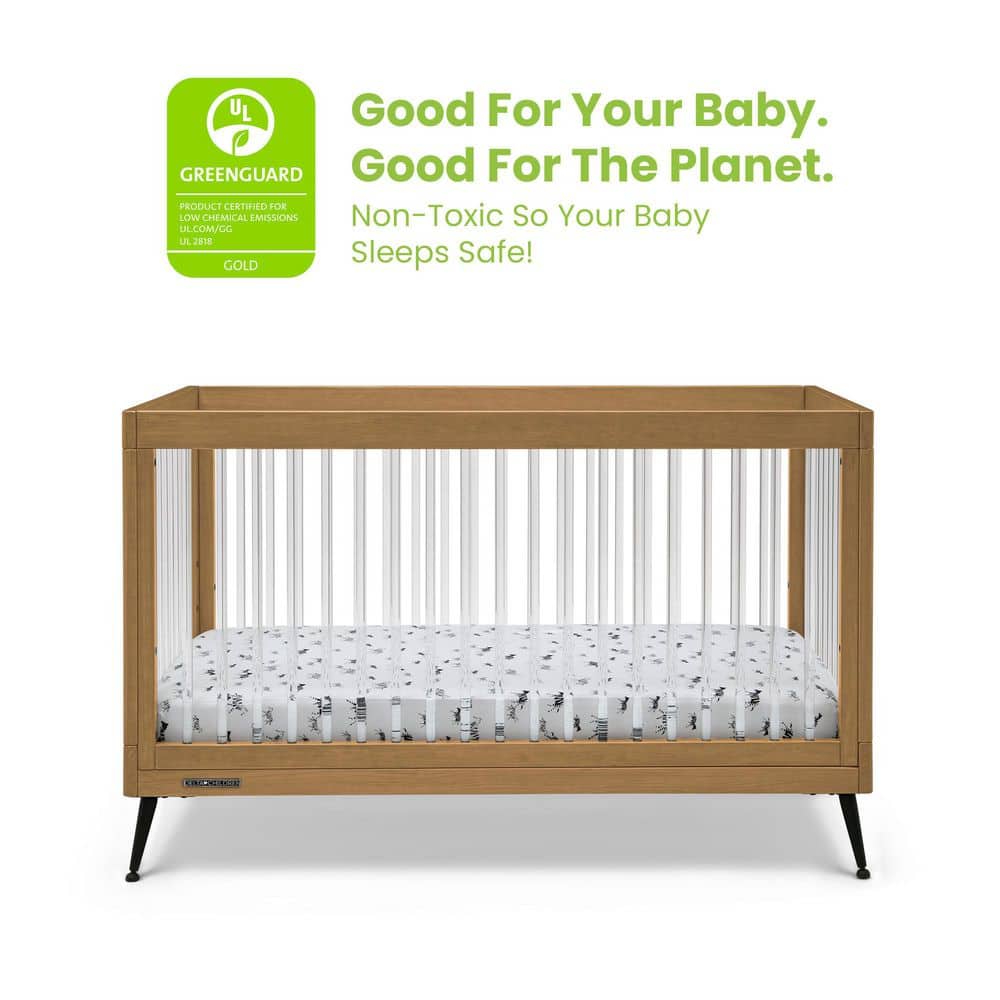 Acorn Matte Black Acrylic Convertible Crib with Metal Feet