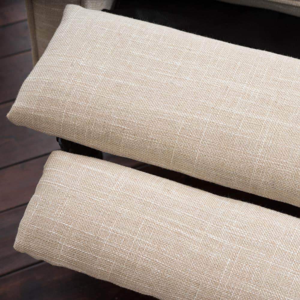 Light Beige Wingback Recliner Chair with Button-Tufting and Nailhead Trim