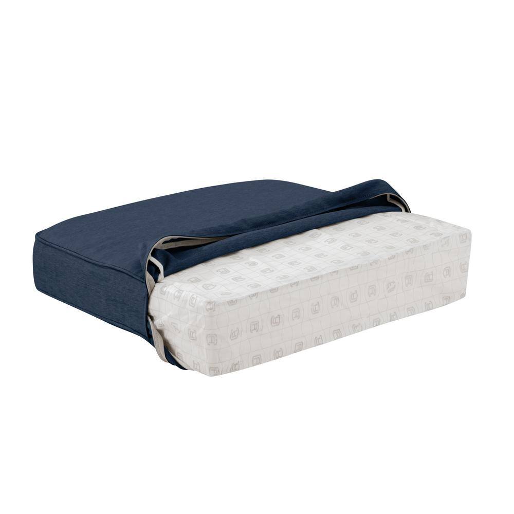 Heather Indigo Blue Water-Resistant Patio Lounge Back Cushion