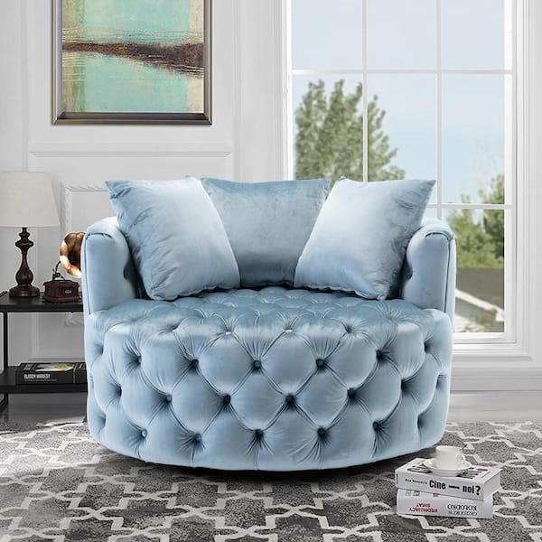 Homefun Light Blue Swivel Upholstered, Pale Blue Bedroom Chair