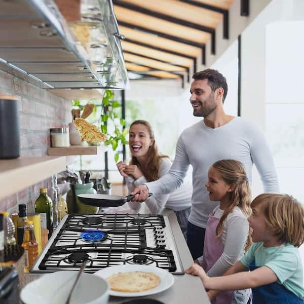 LD 30 in. 5 Burners Recessed Gas Cooktop in Stainless Steel with Continuous Grates