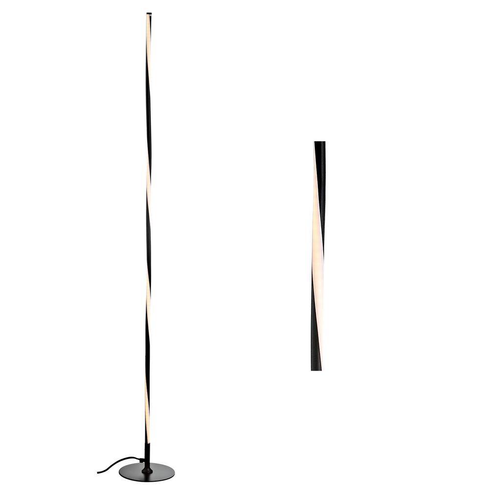 Arcadia Adjustable Black Silk Shade 63.75" LED Floor Lamp