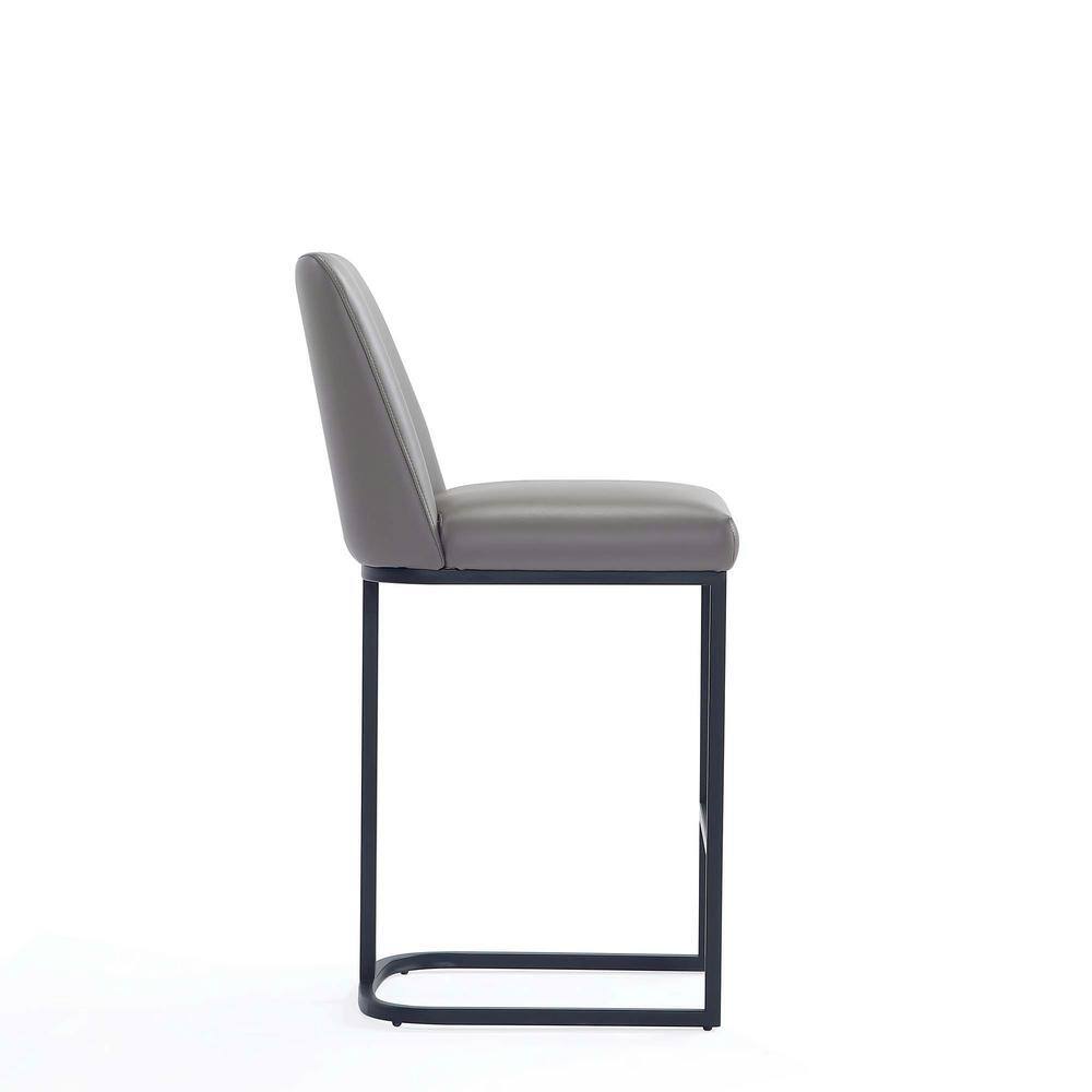Serena Gray Leatherette Upholstered Metal Counter Stools, Set of 2
