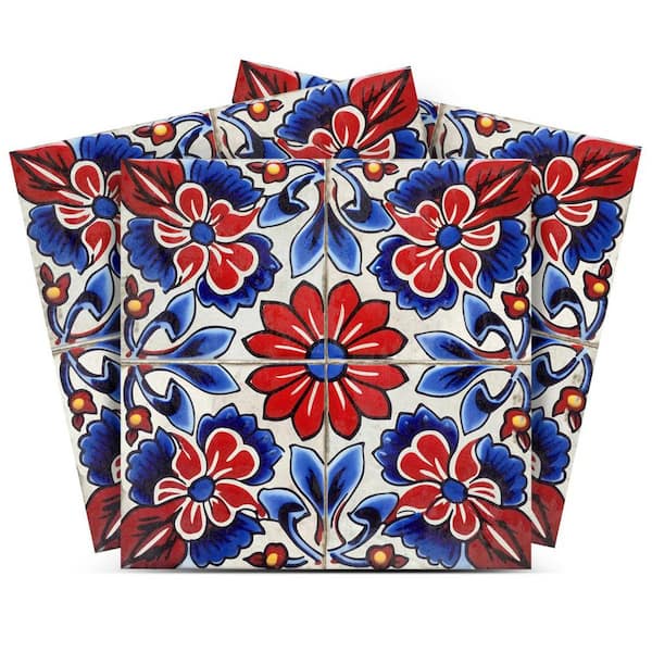 MI ALMA Red, Steel Blue and White Smoke C26 7 in. x 7 in. Vinyl Peel and Stick Tile (8.17 sq. ft., 24 Tiles/Pack)