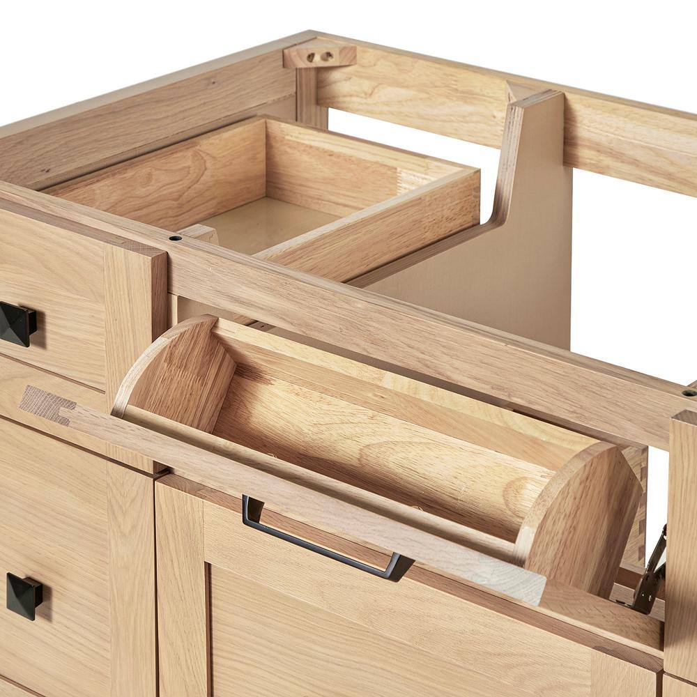 Monroe 42" Light Oak Freestanding Vanity Cabinet with Black Hardware