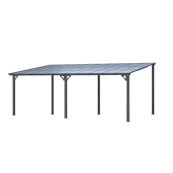 12 ft. x 20 ft. Black Rectangle Gazebo with Hardtop Aluminum Roof