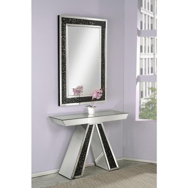 Acme Furniture Large Rectangle Mirrored And Faux Gemstones
