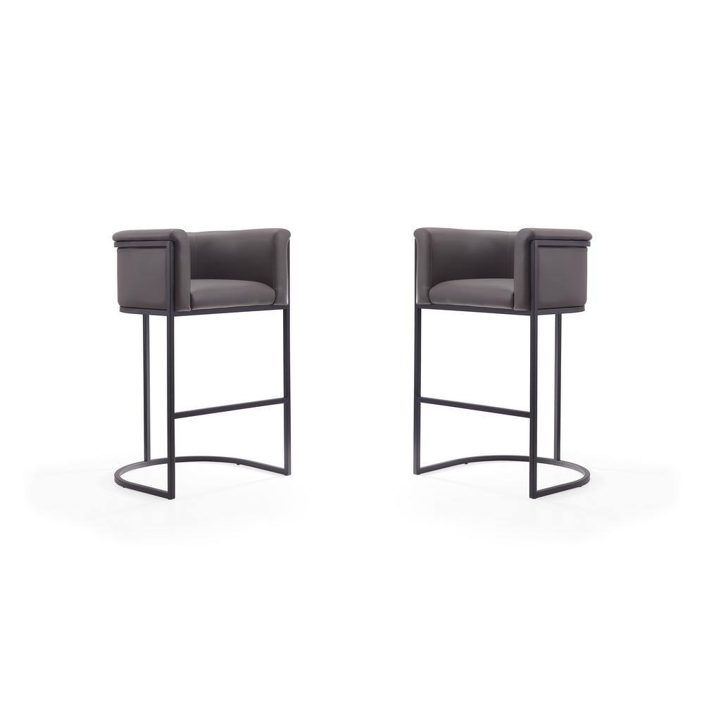 Cosmopolitan Pebble and Black Metal Midcentury Barstool, Set of 2