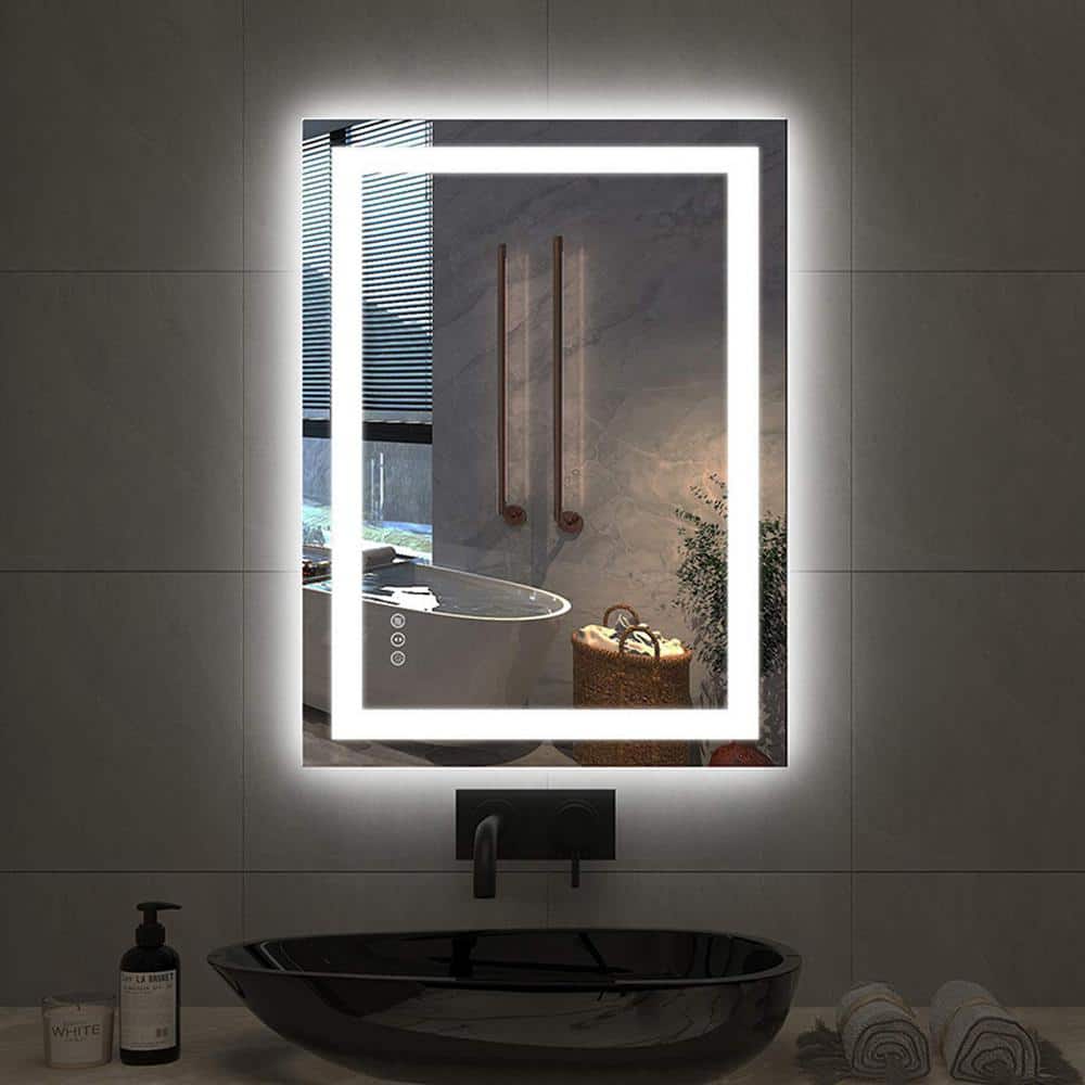 INSTER Luminous 36 in. W x 24 in. H Rectangular Frameless LED Mirror Dimmable Defog Wall-Mounted Vanity Mirror WSHDRMMR0043 - The Home Depot