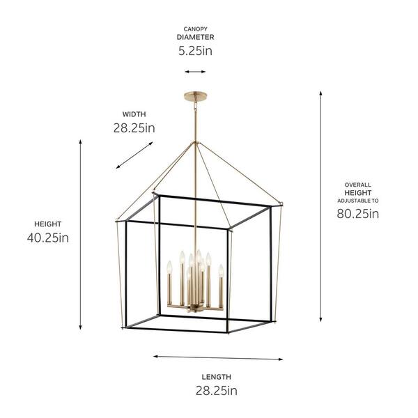 Kichler Eisley 8-Light Champagne Bronze Modern/Contemporary Lantern Led, Large Hanging Pendant Light