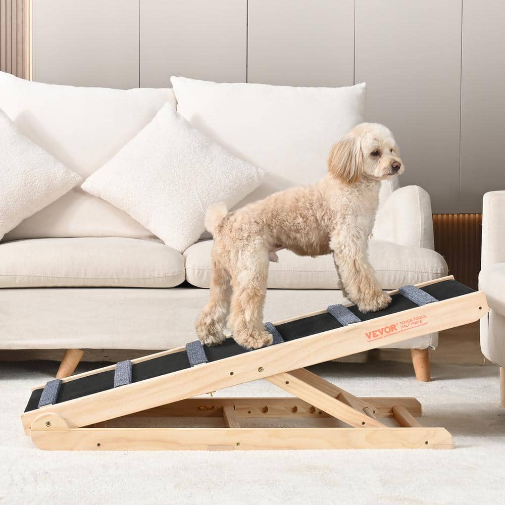 Adjustable Pine Wood Dog Ramp with Non-Slip Surface