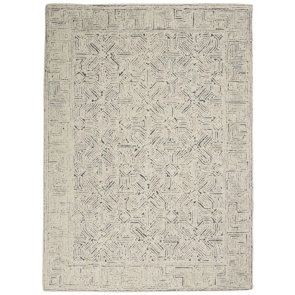 Vail Ivory/Navy 4 ft. x 6 ft. Contemporary Area Rug price history on PriceWatchPro