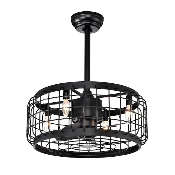 Nestfair 20.24 in. Indoor Caged Matte Black Ceiling Fan with Remote Control and 5 Blades