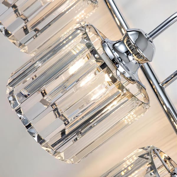 Vanity Glam Crystal Mirror Home Light 37.4 - Bathroom in. 5-Light Wall Luxury Light Linear The Avenlur Over 81010000042188 Chrome Depot Dimmable RRTYO