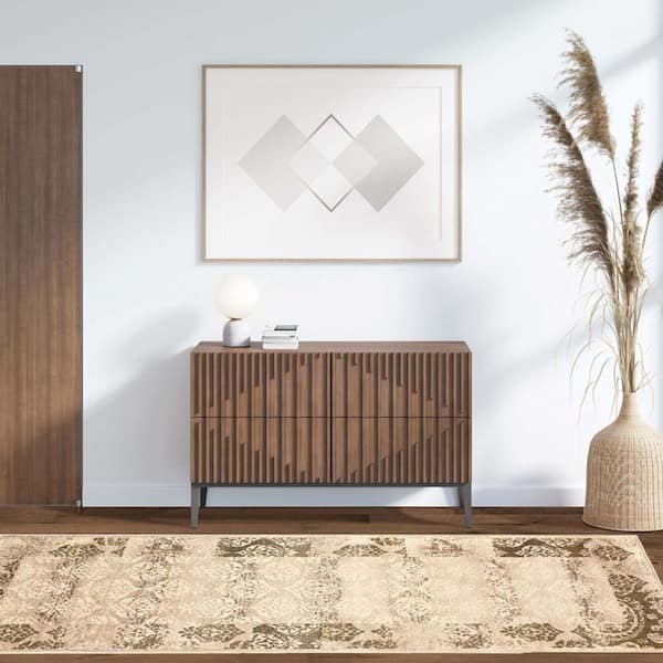 Bernadette Beige 3 ft. x 8 ft. Loomed Geometric Polypropylene Runner Area Rug