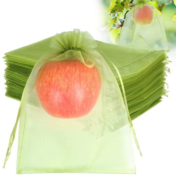 Breathable Mesh, 100 Pieces, Reusable Polyester, Drawstring Closure, 6×9 in. Fruit Protection Bag Garden Harvest Set