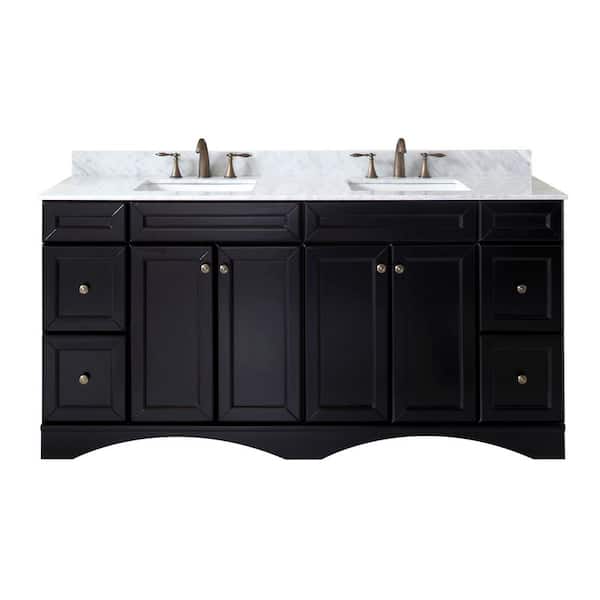 Virtu USA Talisa 72 in. W Bath Vanity in Espresso with Marble Vanity Top in White with Square Basin