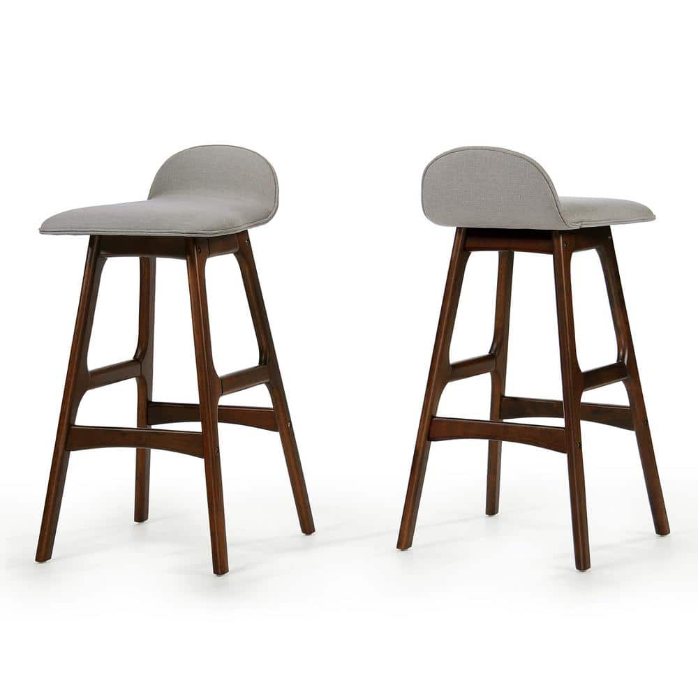 Anatoli Dark Beige and Walnut Bar Stools (Set of 2)