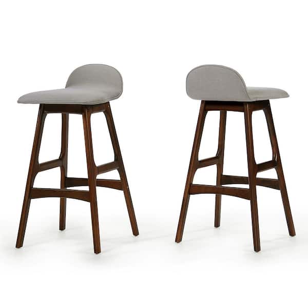 Anatoli Dark Beige and Walnut Bar Stools Set of 2 10838 The