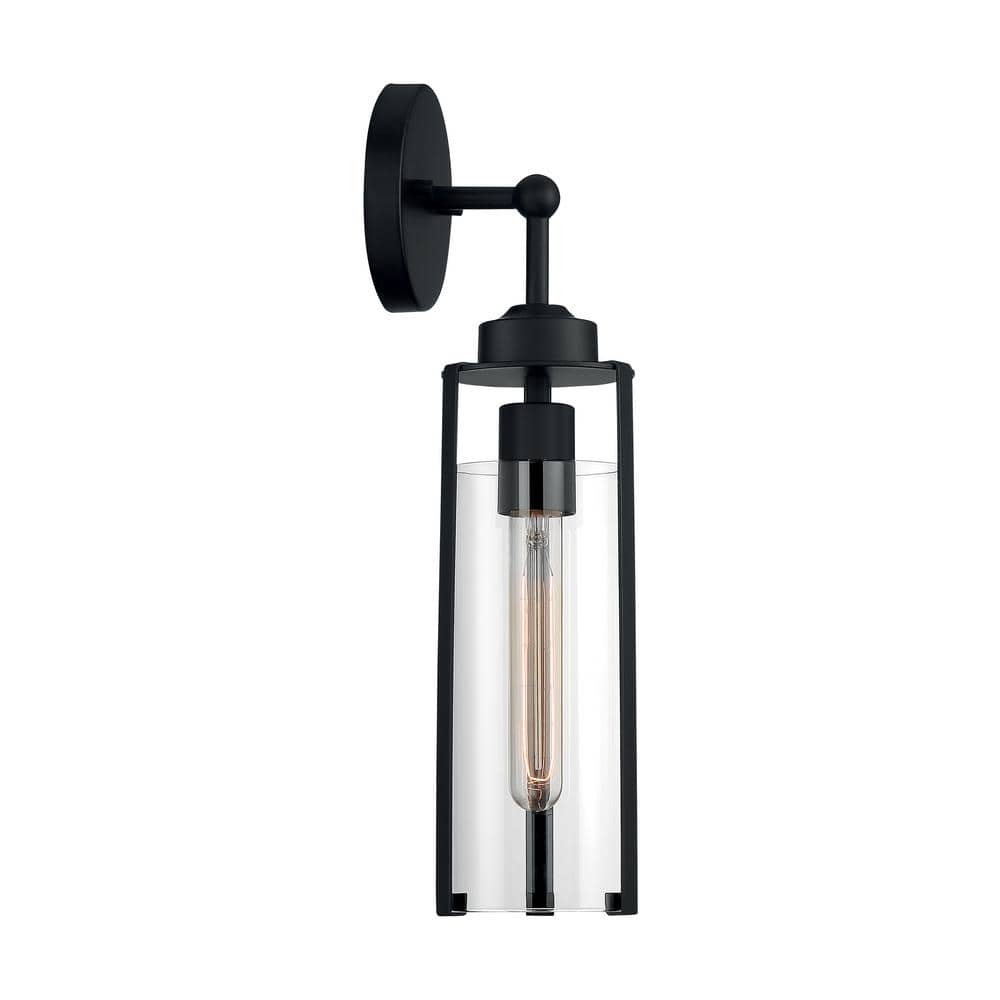 Marina 17'' Matte Black Modern Dimmable Cylinder Sconce