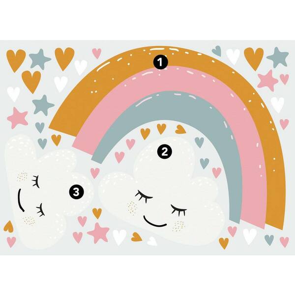 RoomMates Rainbow and Hearts Peel and Stick Giant Wall Decals