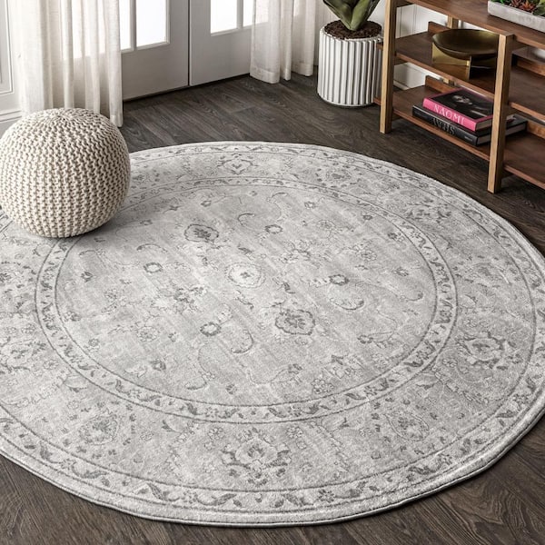 JONATHAN Y Modern Persian Vintage Medallion Light Grey 5 ft. Round Area Rug