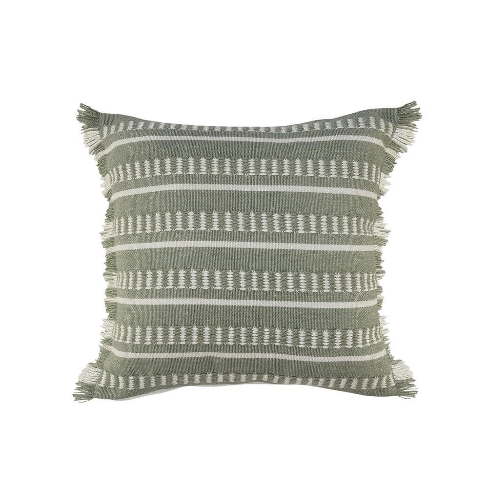 Hanover Geo Stripe Green Indoor or Outdoor Throw Pillow