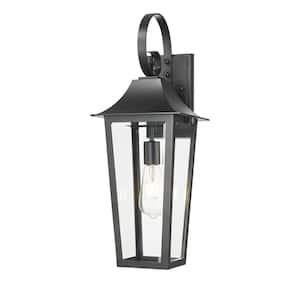 Gannon 22.25 in. Black Outdoor Hardwired Wall Sconce with no bulbs included