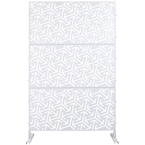 4 ft. x 6.33 ft. White Outdoor and Indoor Freestanding Metal Privacy Screen Fence Panels for Lawn Garden (Not Composite)