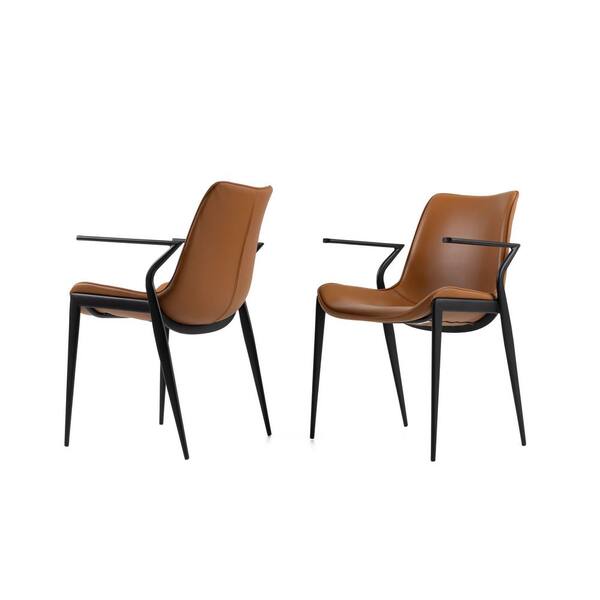 Modrest Osprey Modern Camel Faux Leather Arm Chair Set of 2