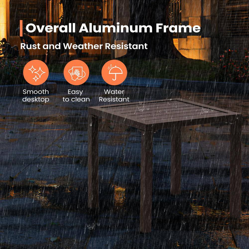 Pellebant Brown Aluminum Outdoor Square Side Table