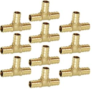 1/2 in. Brass PEX x PEX x PEX Barb Tee Pipe Fittings (10-Pack)