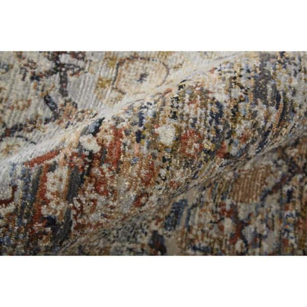 2 ft. x 10 ft. Tan, Blue, Brown Oriental Runner Rug