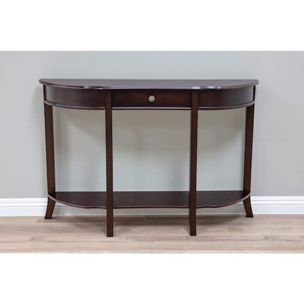 Homecraft Furniture 48 In Mahogany, Half Round Console Table With Drawers