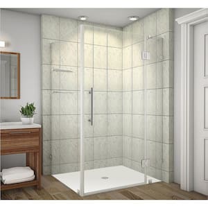 Avalux GS 48 in. x 72 in. Frameless Shower Enclosure in Chrome with Glass Shelves