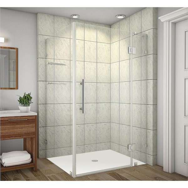 Aston Avalux GS 48 in. x 72 in. Frameless Shower Enclosure in Stainless Steel with Glass Shelves